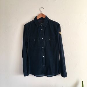 — A.P.C. Casual Shirt - Blue with military patch —